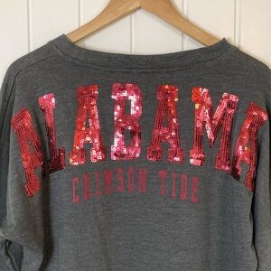 Alabama Crimson Tide Colosseum Womens Long‎ Sleeve Shirt Size S Sequins Grey Red